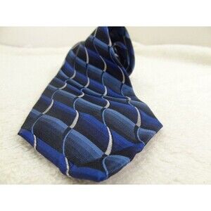 Stafford Essentials Woven Blue W/ Gray Swirl Design 100% Silk  Tie